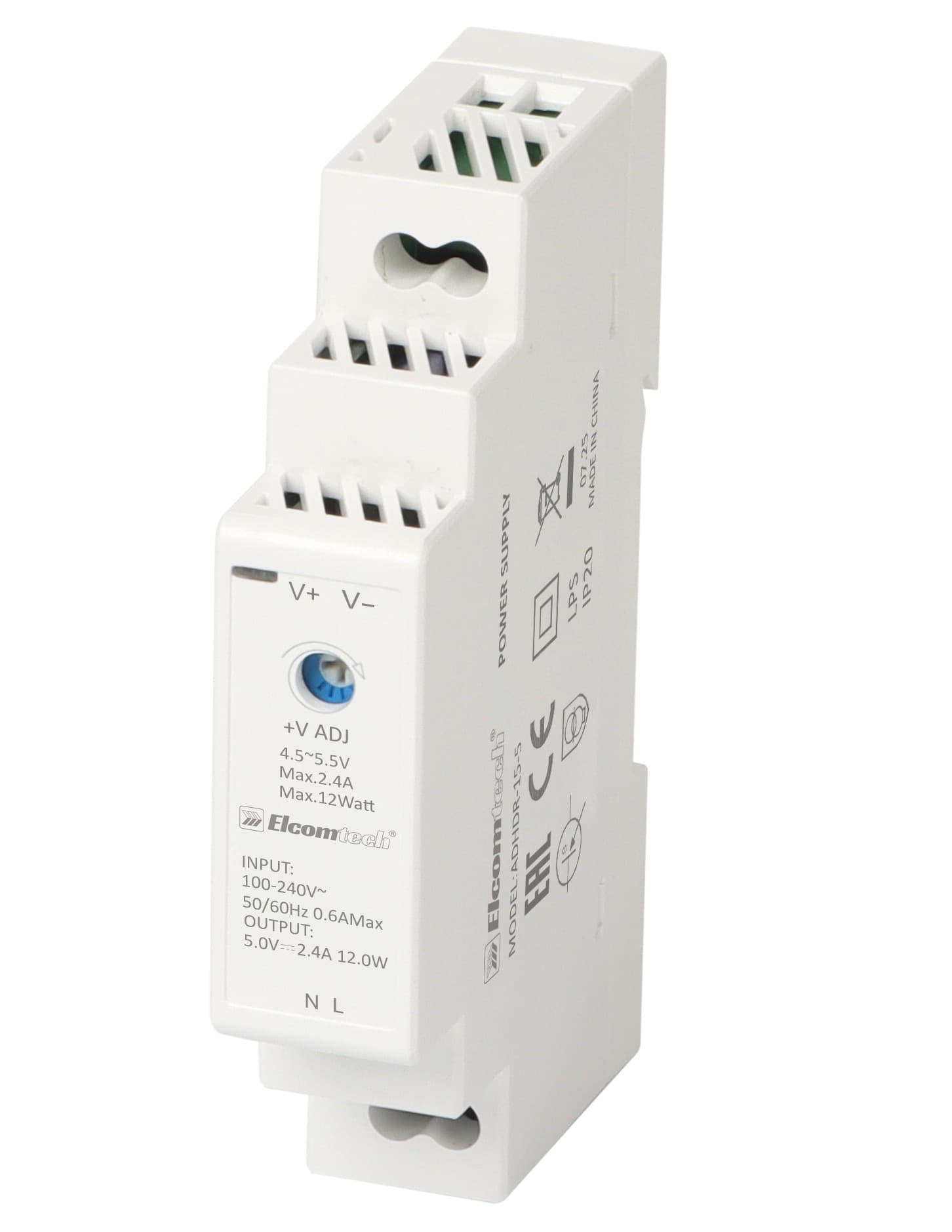 Источник питания на DIN рейку  AC/DC 12W вход 100-240V,выход 5V 2,4A ADHDR-15-5