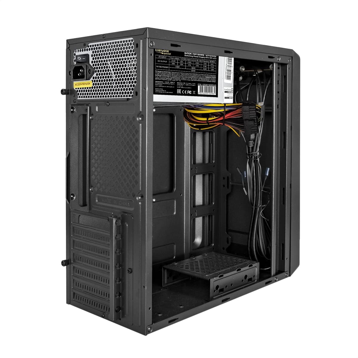Корпус для ПК, Miditower, ATX, БП 500W, 2xUSB 3.0 + 1xType-C, аудио, чёрный