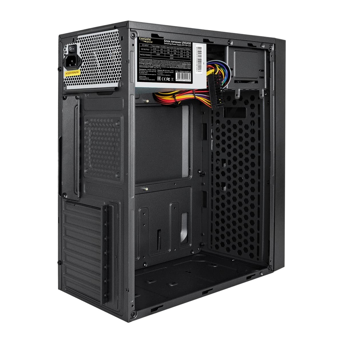 Корпус для ПК, Miditower, ATX, БП 450W, 1xUSB + 2xUSB 3.0, аудиопорты, чёрный
