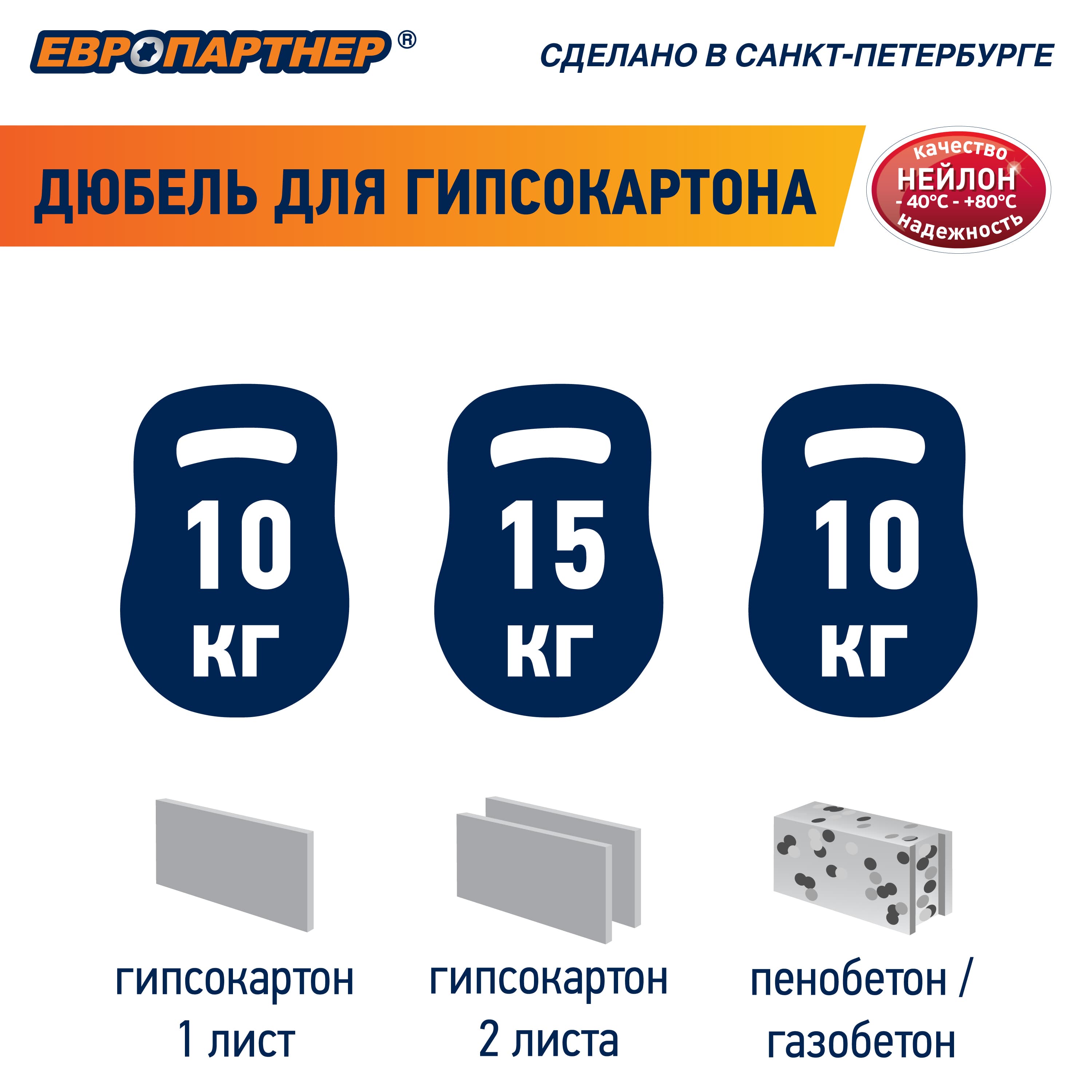 Дюбель для гипсокартона 14х39 нейлон (200 шт)