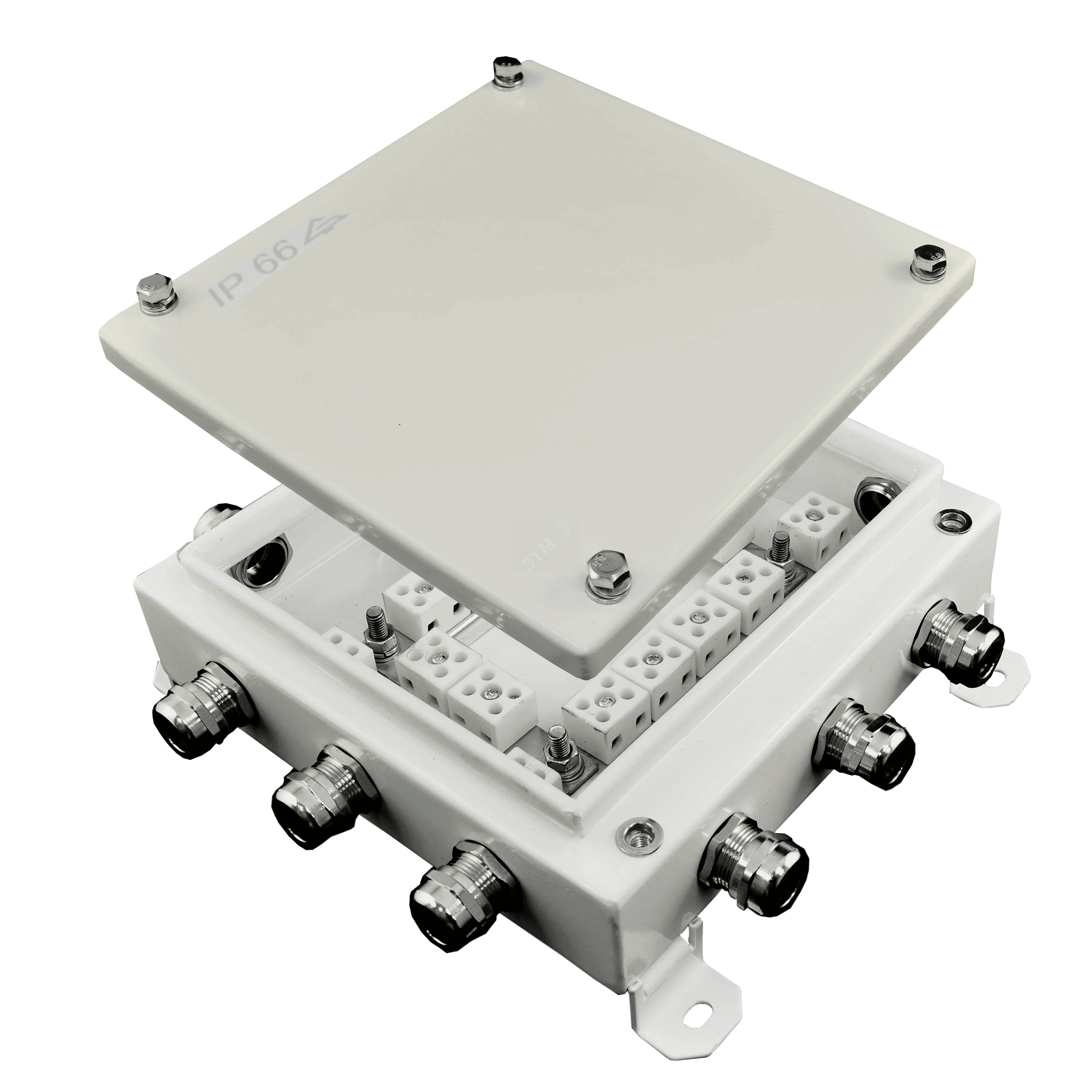 Коробка монтажная огнестойкая КМ-О(32к)-IP66-2020, 200х200х60 мм, 12 вводов