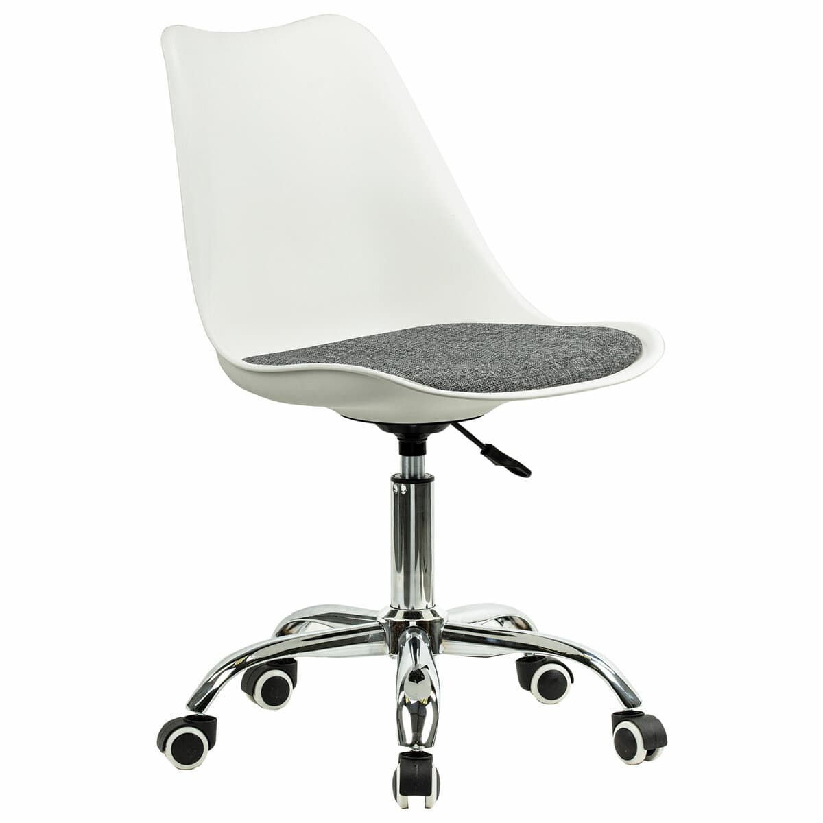 Кресло стул BRABIX Eames MG-310 CH, хром, пластик белый, ткань серая, 532924