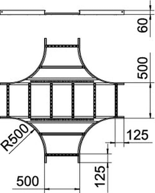 Секция Х-образная, h=60 мм, B=500 мм, FT (LK 650 R5 FT)