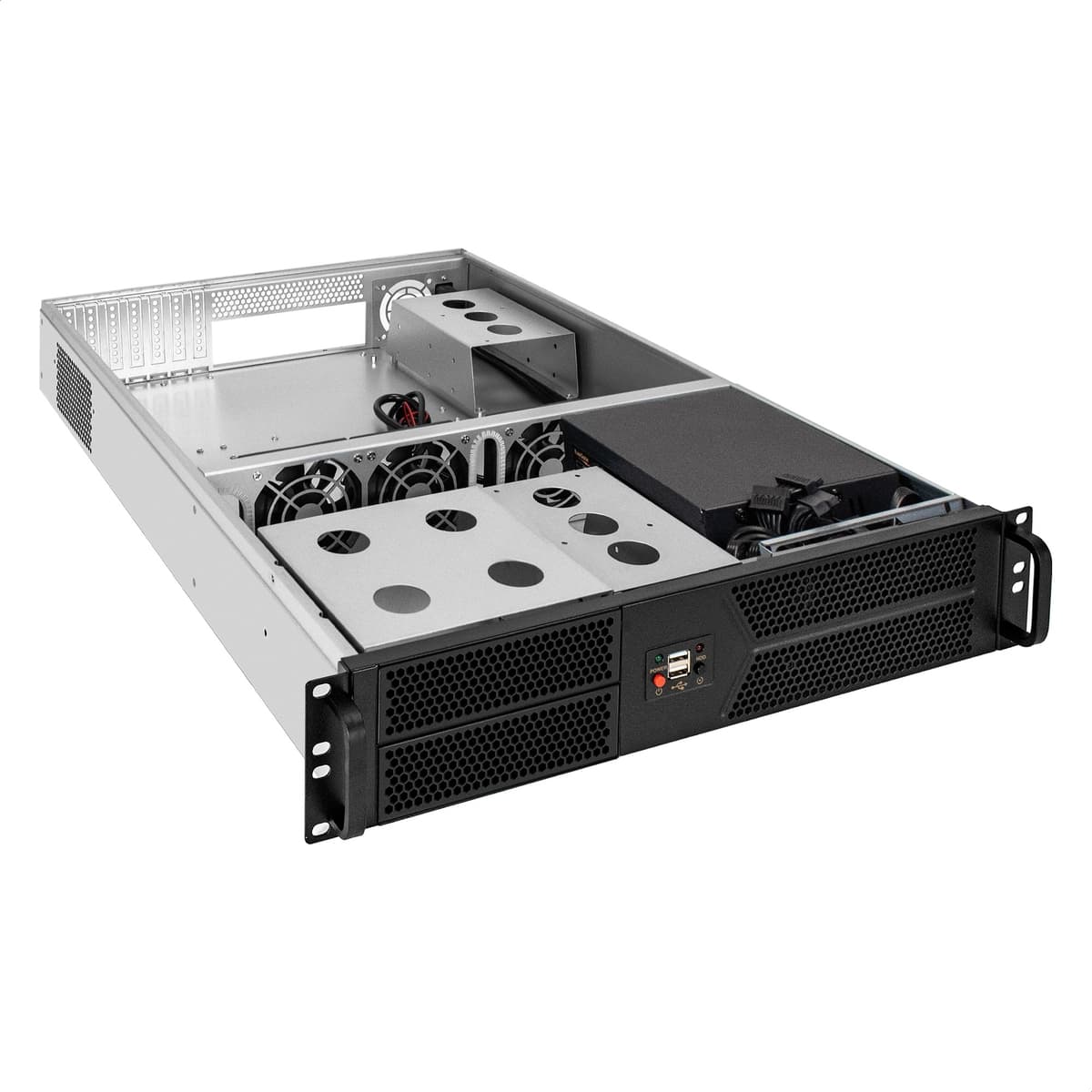 Серверный корпус 2U, 19'' стоечный, глубина 650 мм, БП 1000W, 2xUSB