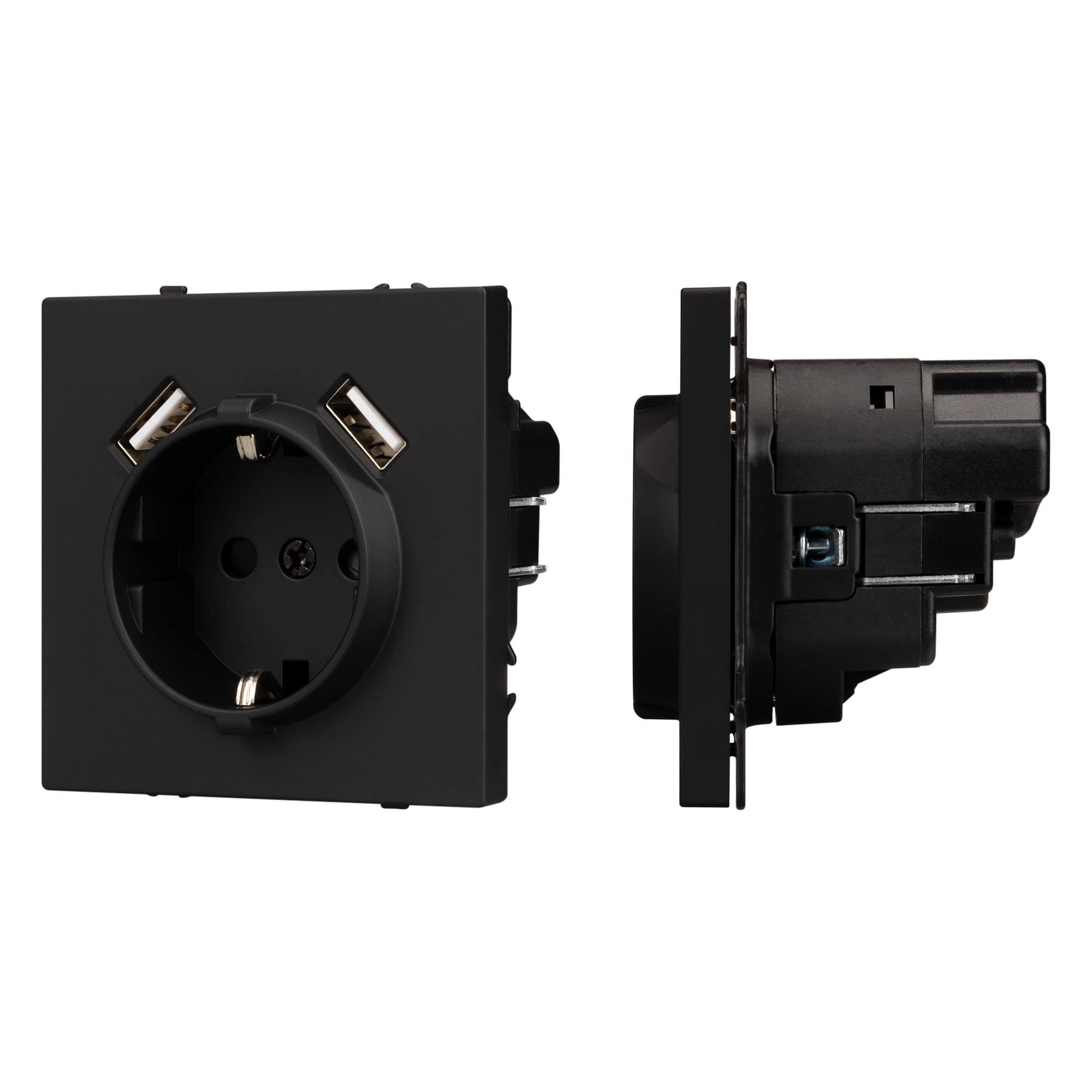 Механизм розетки с USB зарядкой SCT-NOBE-MUAA-SFPL-BK 230V, 16A, Чёрный, 1 пост