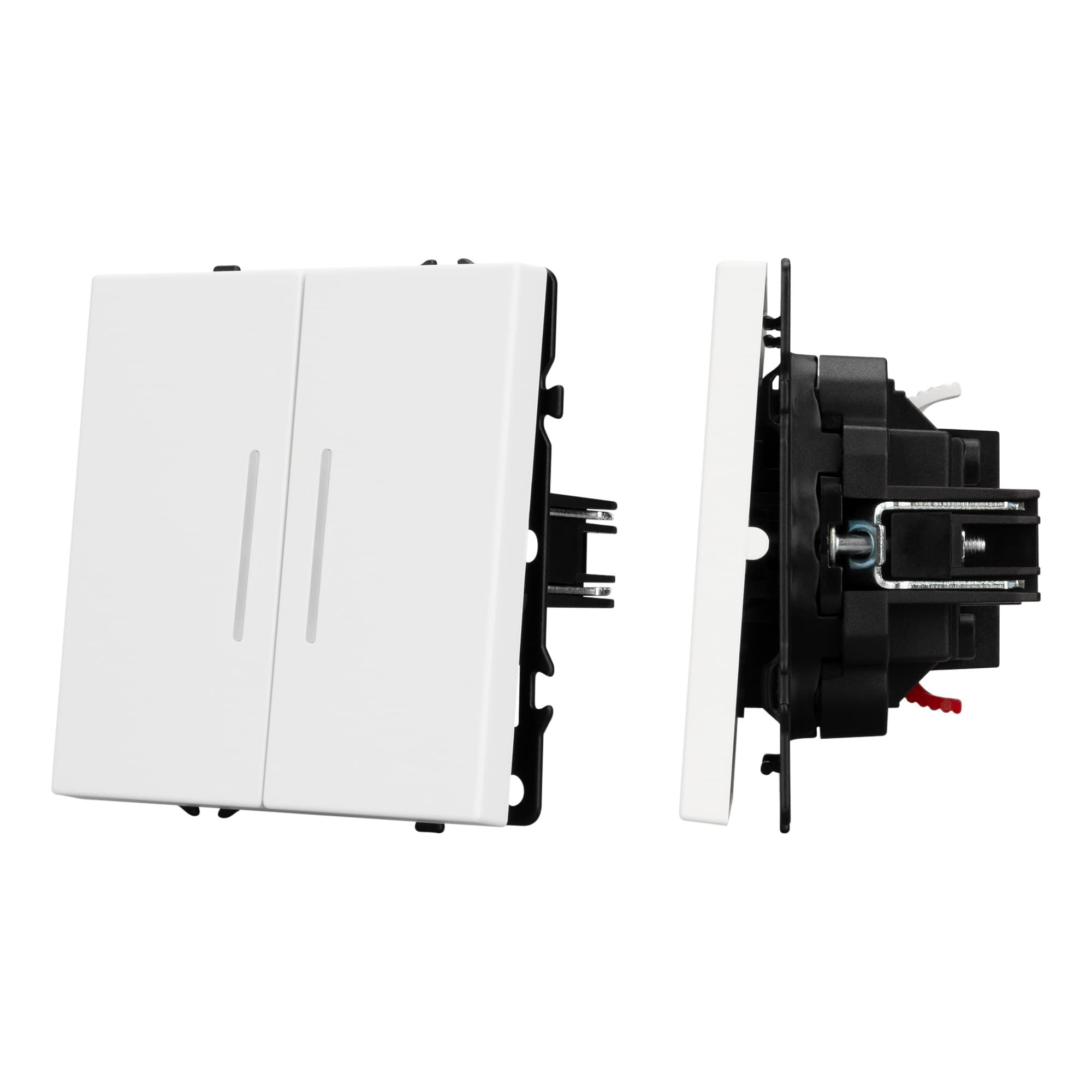 Механизм выключателя двухклавишный проходной LED SWT-NOBE-MKP2-SFPL-L-WH 230V, 10A, Белый, 1 пост