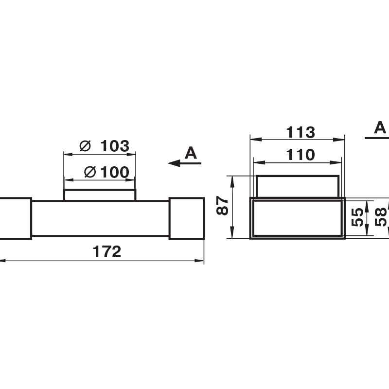 Тройник 55x110 D100 в индивидуальной упаковке 531