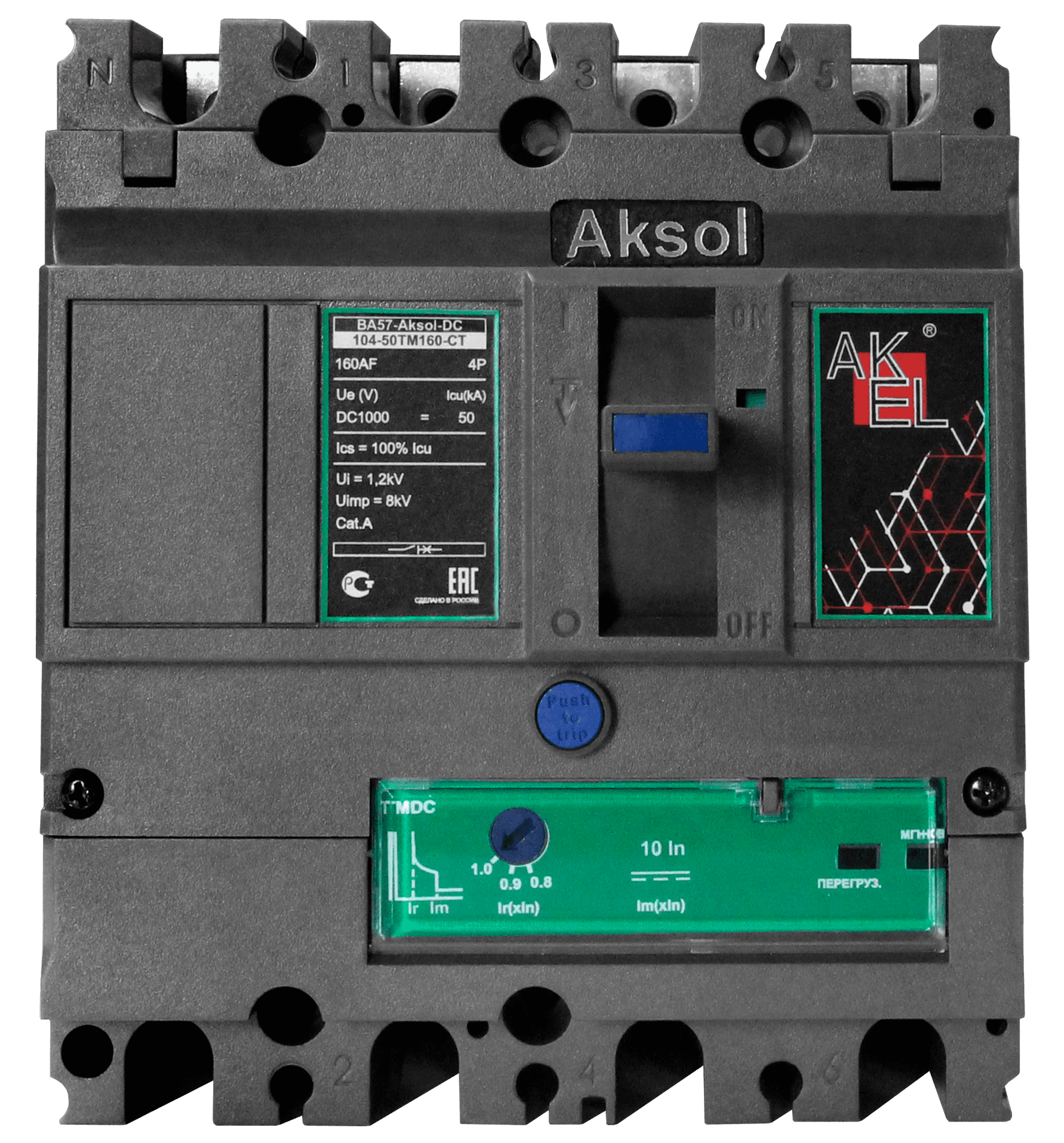 Выключатель автоматический в литом корпусе ВА57-DC-AKSOL-104-50ТМ63-CT 4P/63А/ТМ/50кА
