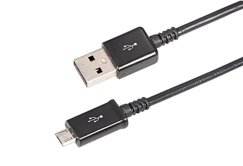 USB кабель micro USB, длинный штекер, 1м, черный, без индивидуальной упаковки,