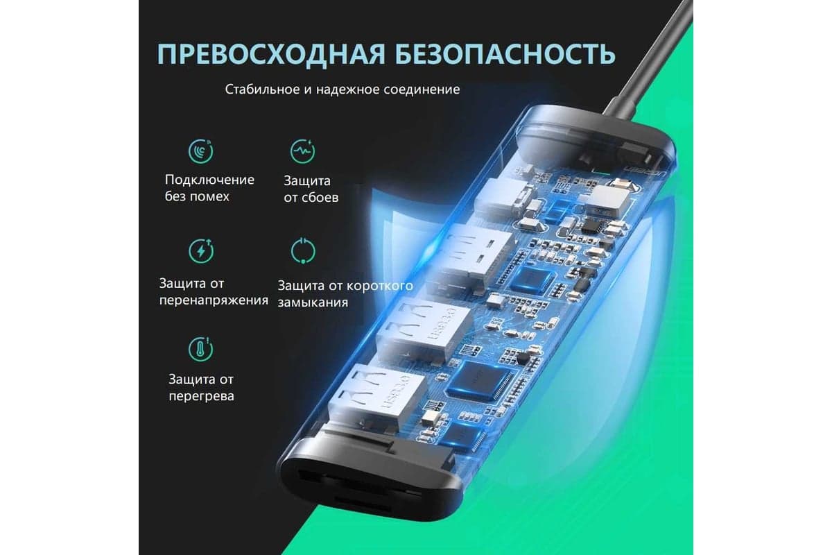 Хаб USB 6 в 1, HDMI, 2 x USB 3.0, SD-TF, PD