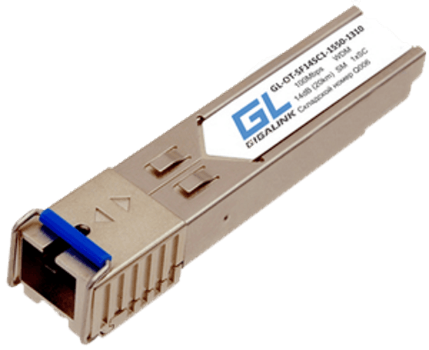 Модуль SFP 1хSC, 100/155 Мб/c, 14 дБ, WDM Tx:1310/Rx:1550 нм, до 20 км