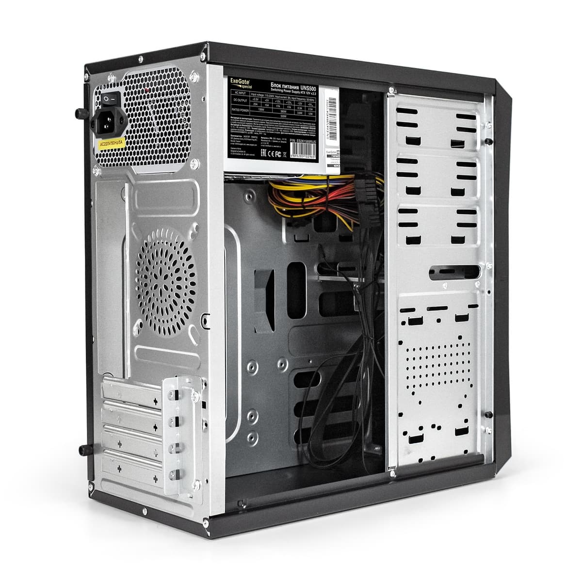 Корпус для ПК, Minitower, mATX, БП 500W, 2xUSB, аудио, чёрный