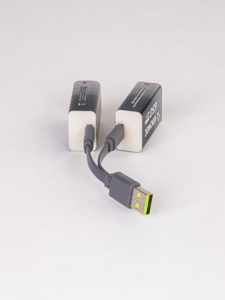 Аккумулятор 18650 Li-ion перезаряжаемый  9V Крона 500 мАч зарядка от USB Type-C с кабелем для быстрой зарядки упаковка 2 штуки