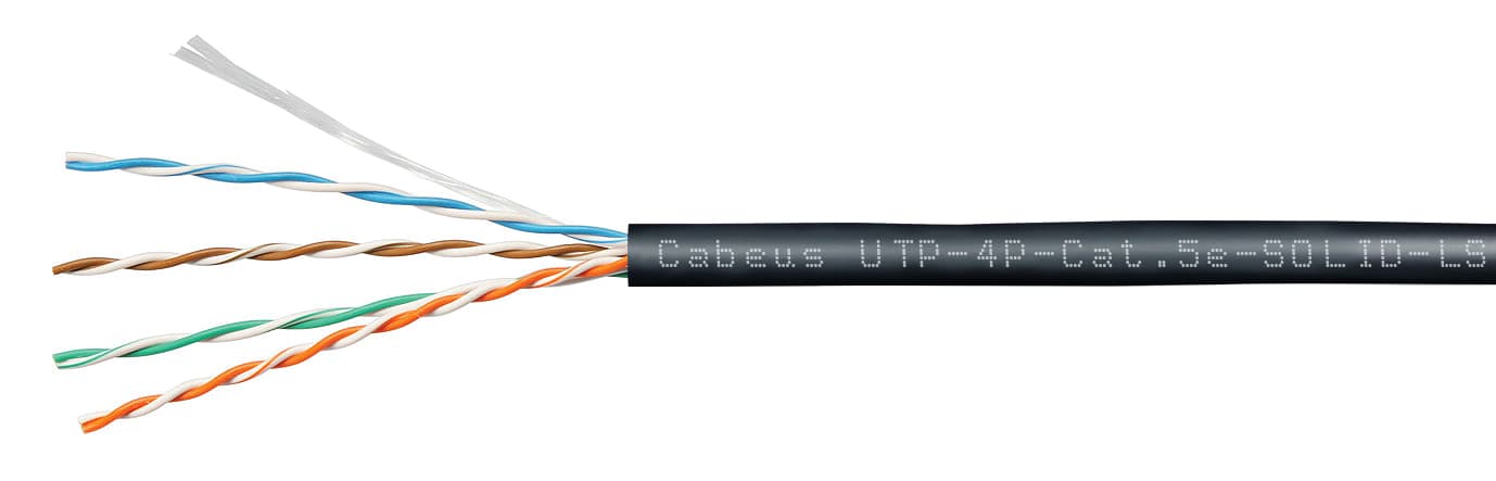 Витая пара U/UTP Cat 5e 4 пары 24 AWG solid LSZH нг(А)-HF черный 305м