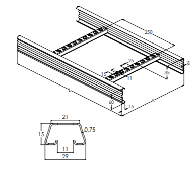 Кабельная лестница, 3 м KS20-500 K L=3000 PG