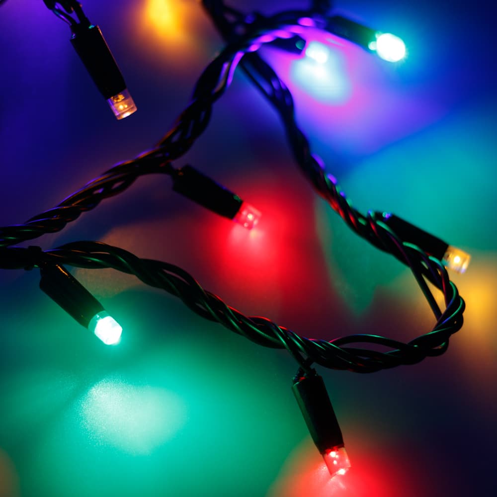 Гирлянда светодиодная декоративная ARD-STRING-CLASSIC-10000-BLACK-100LED-LIVE RGB 230V, 7W ARDCL, IP65