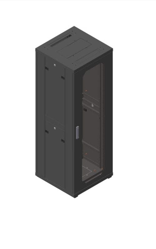 Шкаф телекоммуникационный напольный 42U, (1970х600х600 мм), двери стекло/сталь, цвет черный