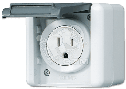USA-стандарт NEMA, 2 полюса + заземление, 15А 125V~  для накладного монтажа