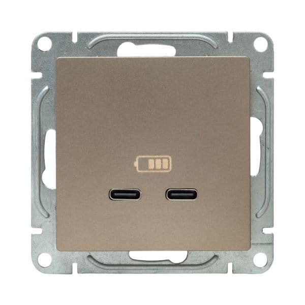 Механизм розетки USB-C - 2шт  шампань Эпика EKF