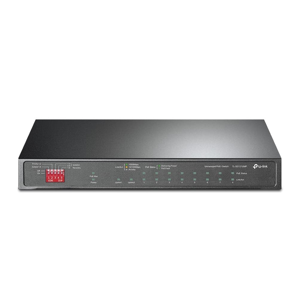 Коммутатор неуправляемый 10 портов RJ45/SFP 10 100 1000 Мб/с PoE 123Вт