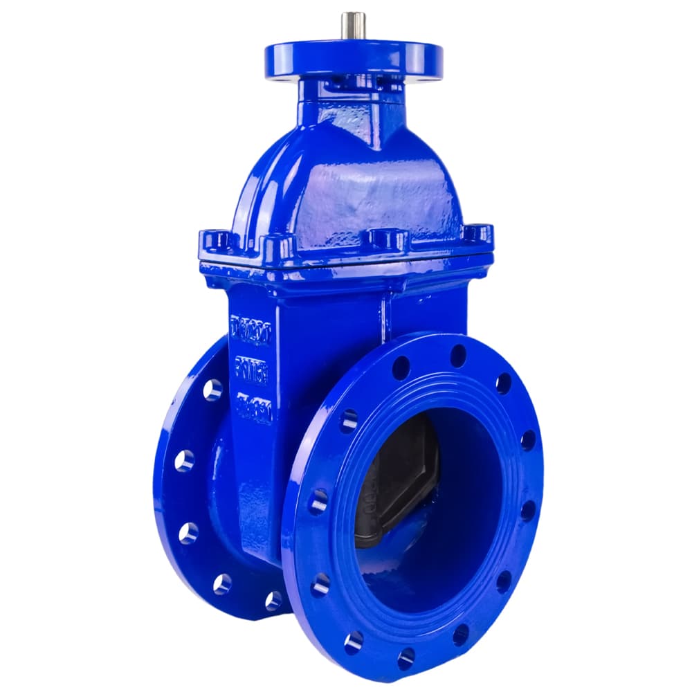 Задвижка клиновая 30ч939р синяя GGG50-EPDM-F4-BLUE Ду300 Ру10 корпус чугун GGG50, крышка чугун GGG40, обрезиненный клин EPDM, для воды, 110-120 град., фланцевая с ISO-фланцем под электропривод, L=270 мм, шток 25, шпонка 8, F14