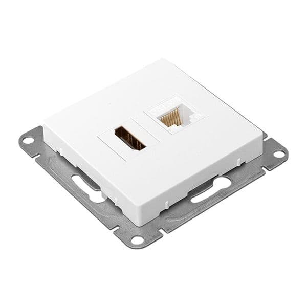 Механизм розетки HDMI+RJ45 (cat5), белый Эпика EKF
