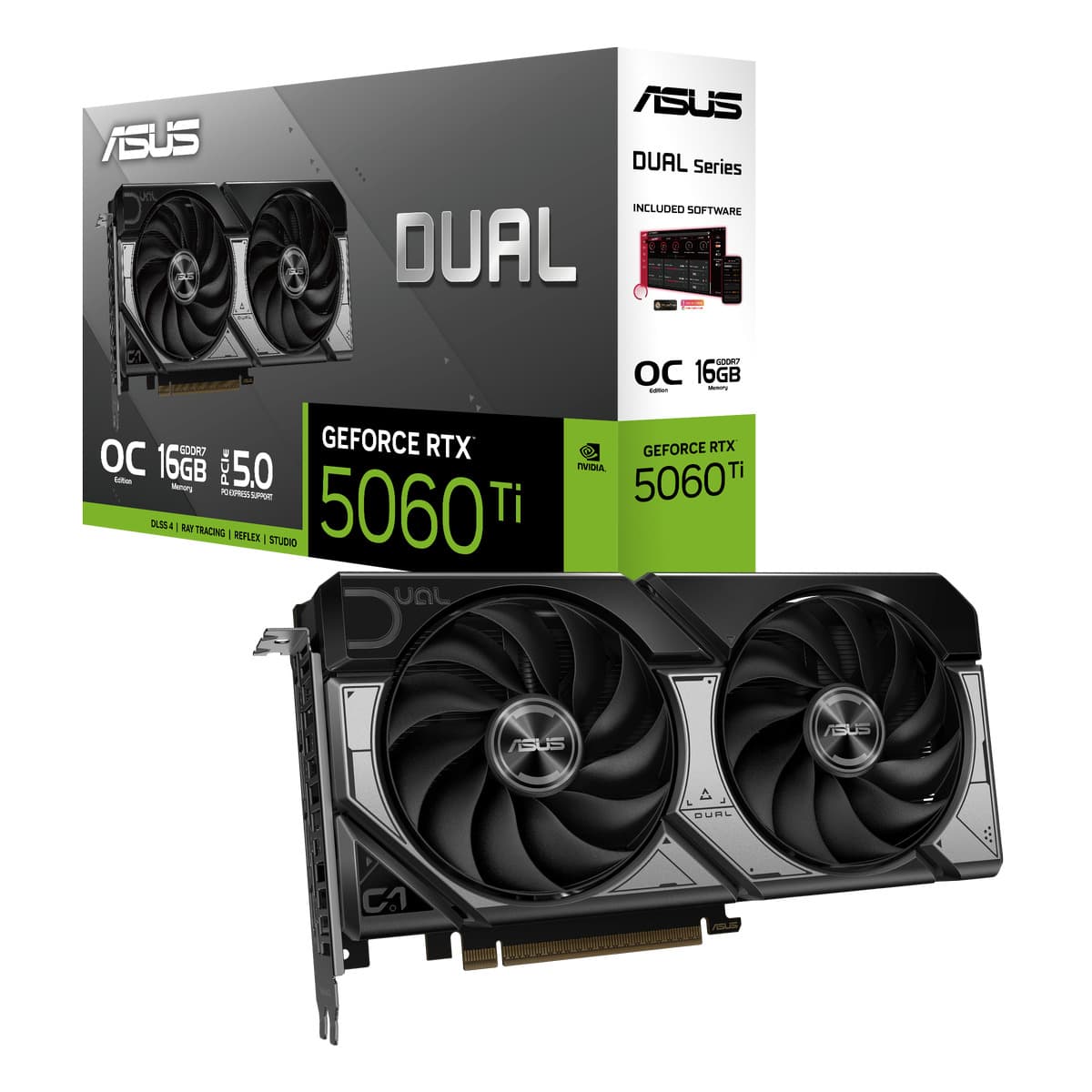 Видеокарта RTX 5060 Ti DUAL OC, NVIDIA GeForce, 16 ГБ, GDDR7, PCI-Express 5.0