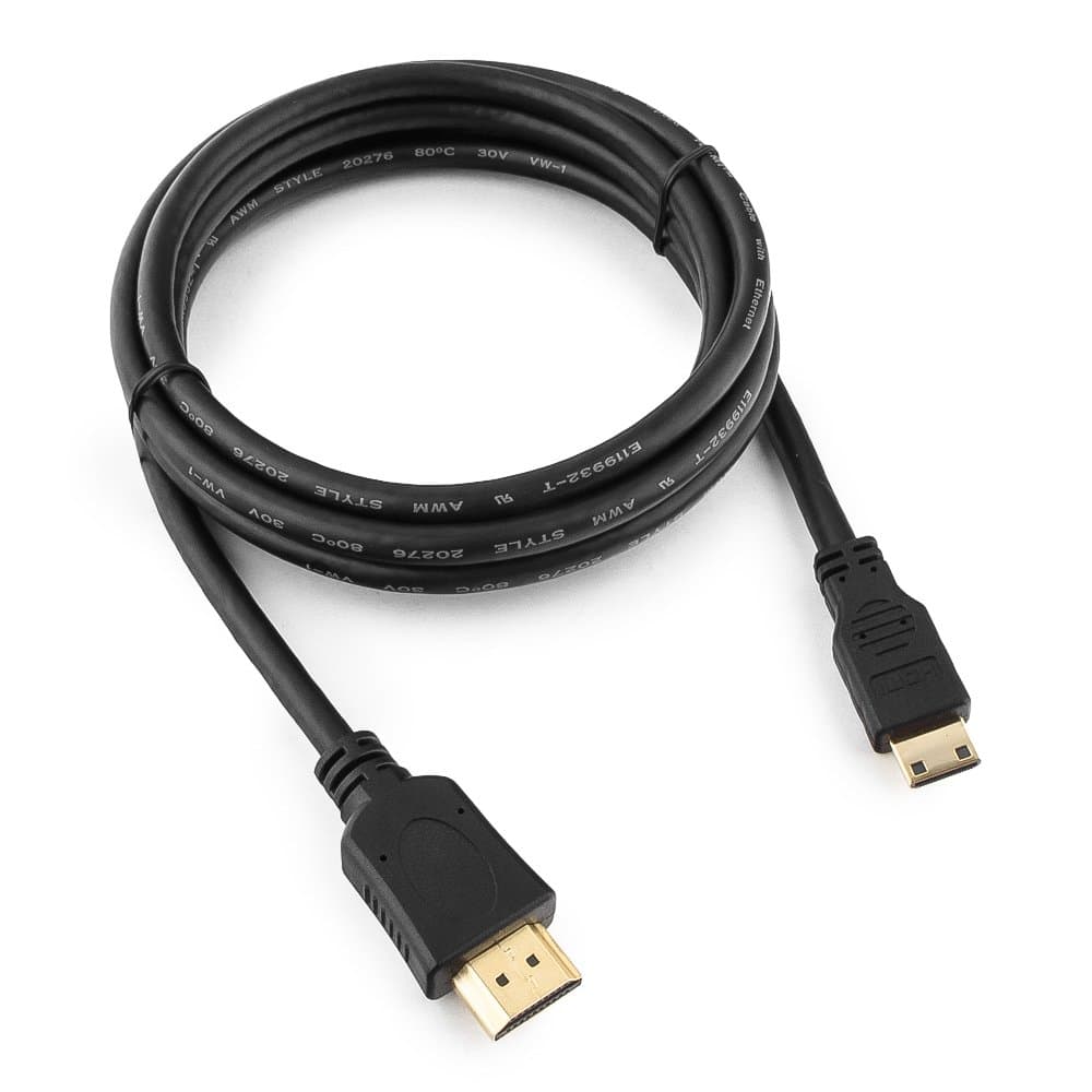 Кабель HDMI-miniHDMI v2.0 19M на 19M, 1.8м, черный