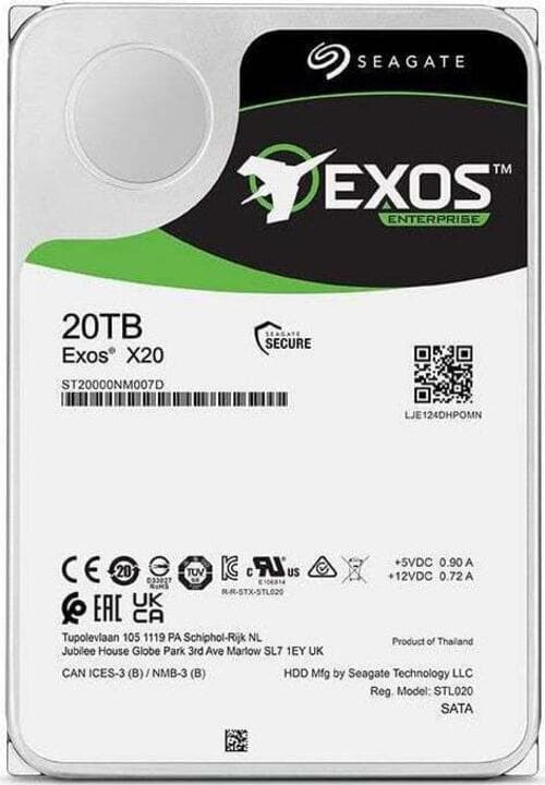 Жесткий диск 3.5'' 20 TБ Exos X20, SATAIII, 7200 об/мин, 256 МБ