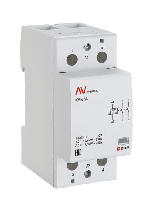 Контактор модульный КМ 63А 2NО 24VAC (2 мод.) AVERES