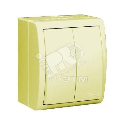 15 Aqua Выключатель двухклавишный IP54 10А 250В винтовой зажим S15A слоновая кость