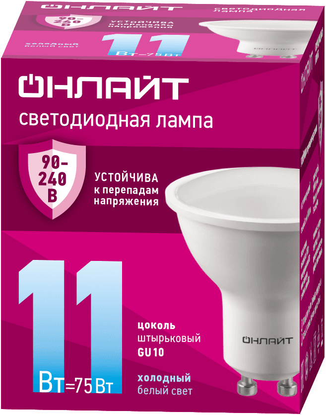 Лампа светодиодная 11 Вт OLL-PAR16-11-230-6.5K-GU10 PRO 90-240В
