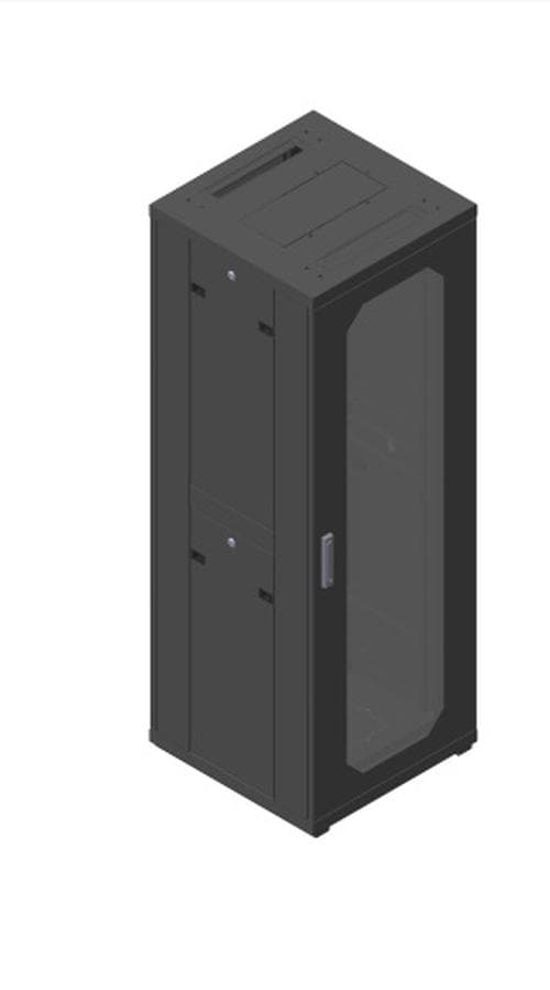 Шкаф телекоммуникационный напольный 45U, (2105х800х800 мм), двери стекло/сталь, с кронштейнами, цвет черный