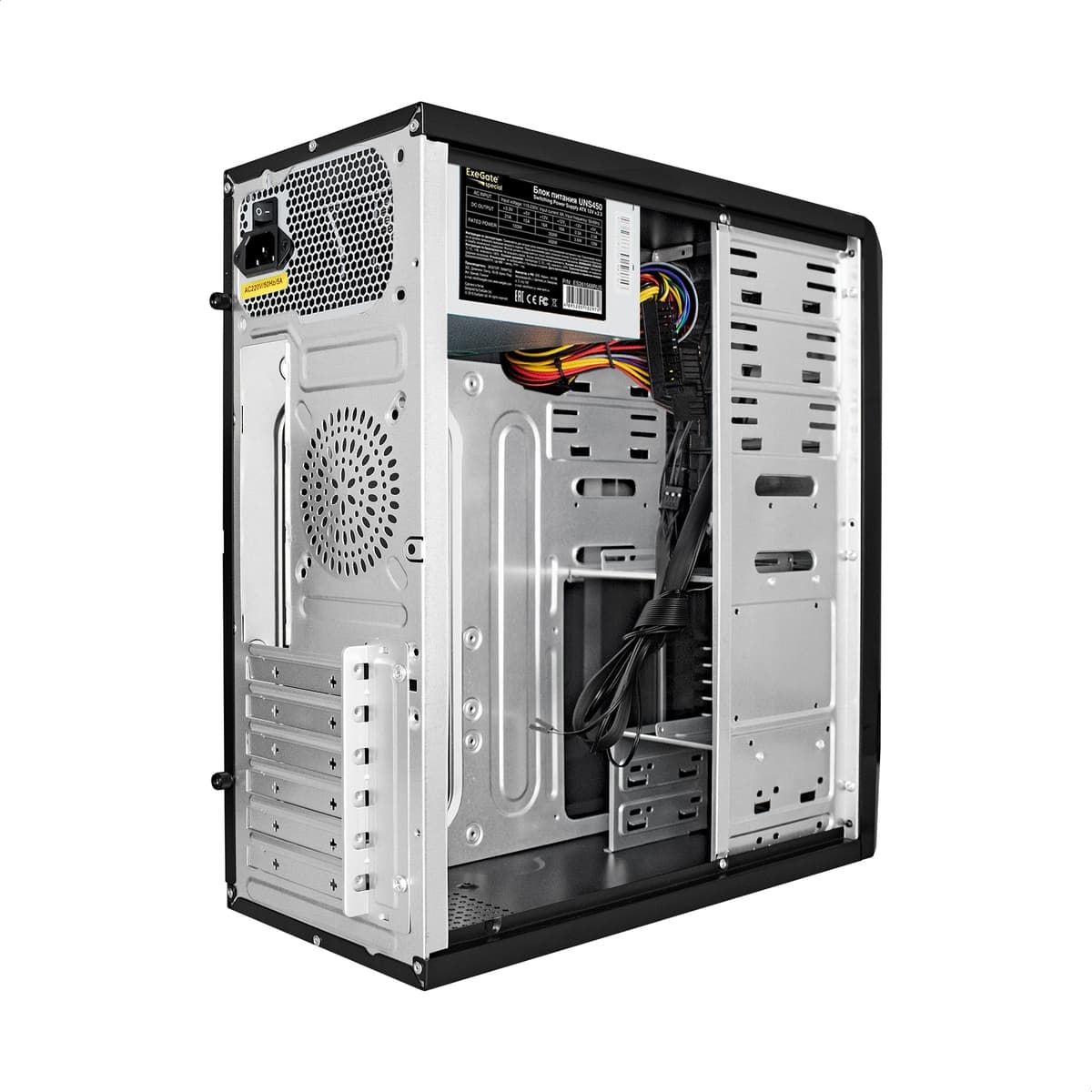Корпус для ПК, Miditower, ATX, БП 450W, 2xUSB, аудиопорты, чёрный