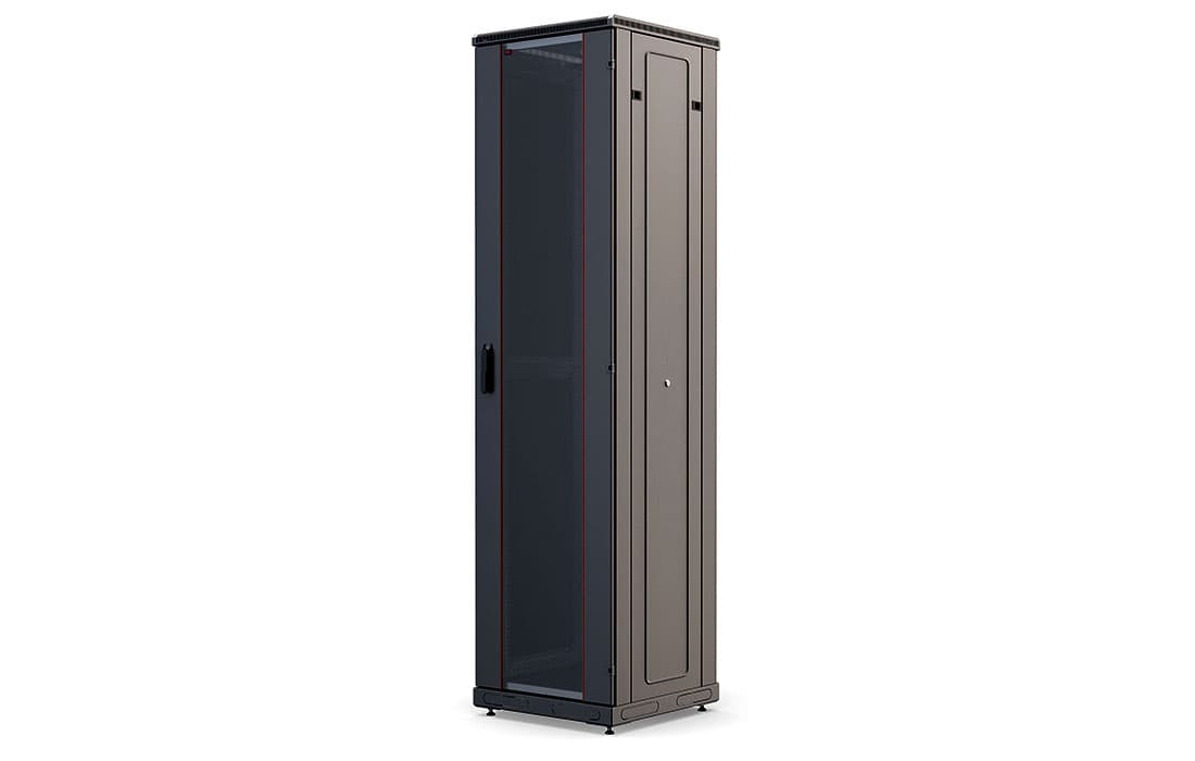 Шкаф телекоммуникационный напольный 47U 600x600 ШТ-НП-М-47U-600-600-C-Ч, передняя дверь стекло, черный