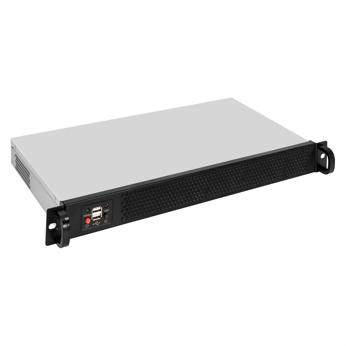 Серверный корпус 1U, 19'' стоечный, глубина 250 мм, без БП, 2xUSB