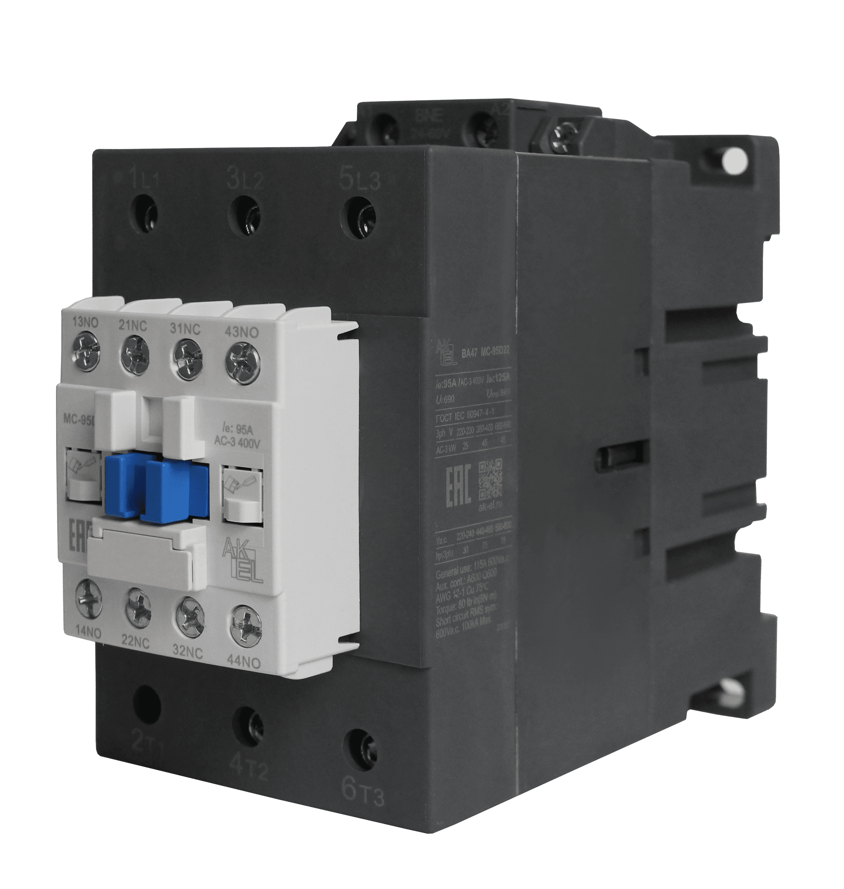 Контактор магнитный BA47 MC-95D22BNE 3P 2NO+2NC/95A/24~60VDC
