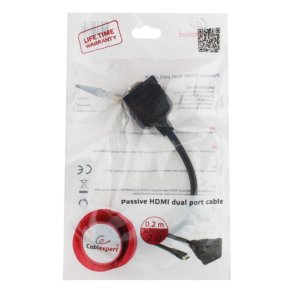 Разветвитель HDMI + HDCP v.1.4, 2x19F, Full-HD