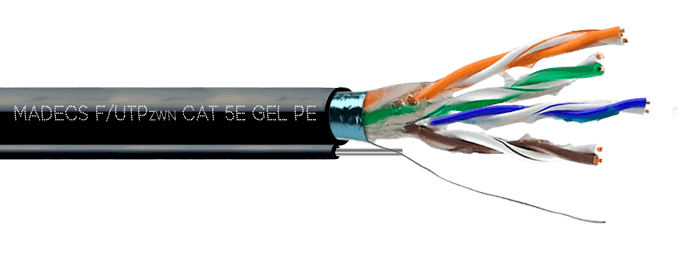 Витая пара F/UTPwn 4PR 24AWG Cat.5e OUTDOOR наружная с тросом заполнение гидрофобным гелем(DCM Test Report) Польша