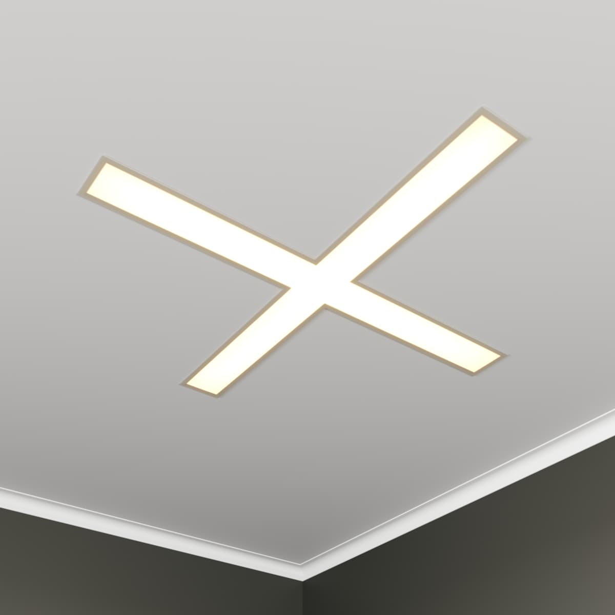 Светильник светодиодный RVE-LBX-KRESCENT-1646-VG (Крест 1646х1646х110мм S80мм 80Вт встраиваемый под шпаклевку 4000K Белый)