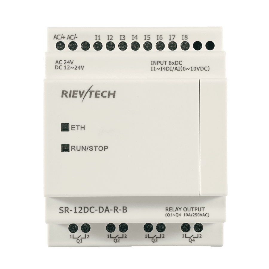 Контроллер программируемый логический 12-24 VDC, 8DI(4AI/0_10V), 4DO(10A), RTC, FBD, Ethernet,БЕЗ ДИСПЛЕЯ