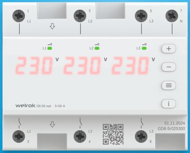 Реле напряжения D6-50 red 50 А