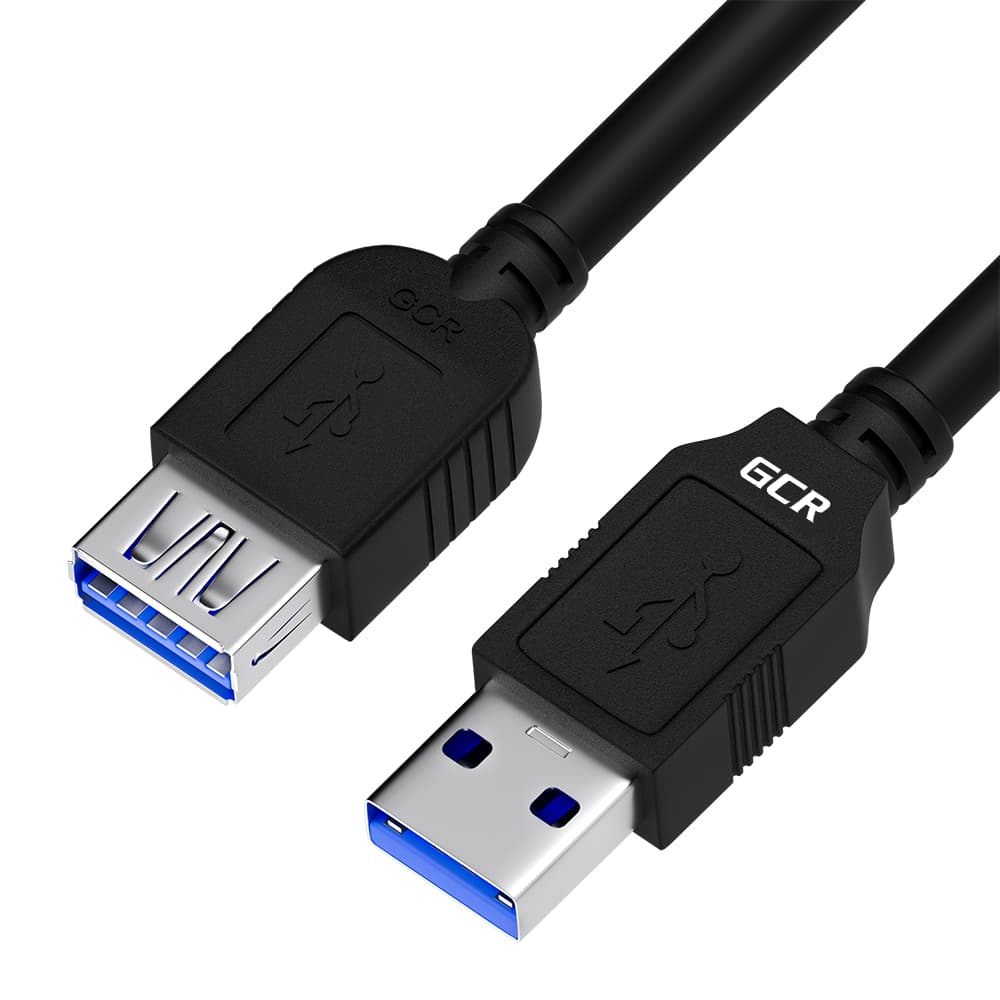Удлинитель USB 3.0 AM на AF, 0.15 м., черный