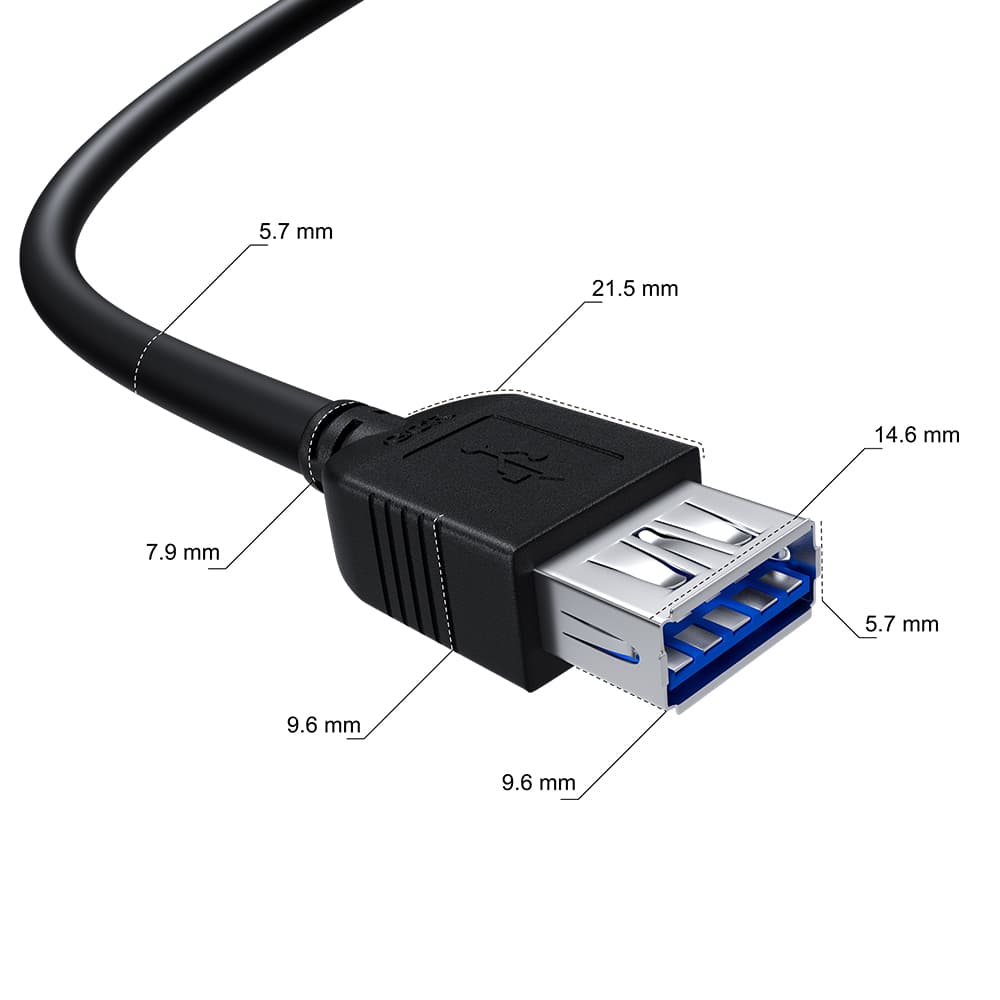 Удлинитель USB 3.0 AM на AF, 0.15 м., черный