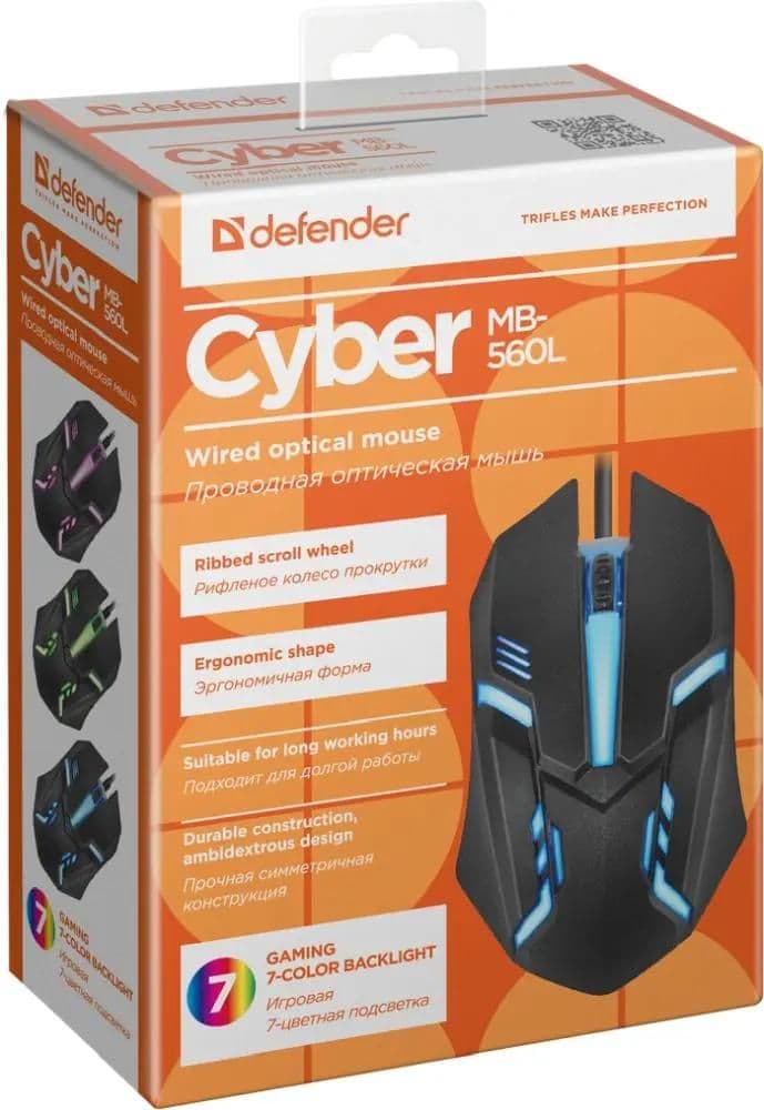Мышь Cyber MB-560L 4 кнопки, 1600dpi, черный