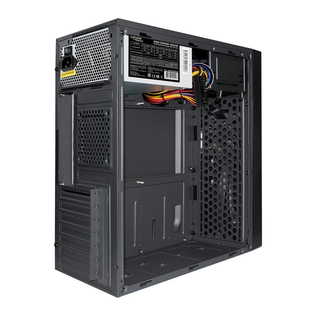 Корпус для ПК, Miditower, ATX, БП 350W, 2xUSB, аудиопорты, чёрный