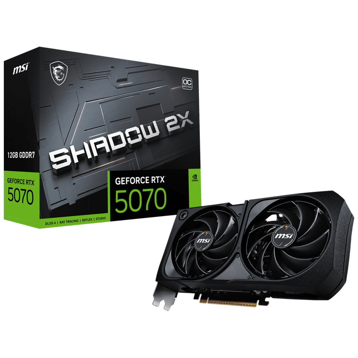 Видеокарта RTX5070 SHADOW 2X OC, 2FAN RTL, 12ГБ, GDDR7, PCI-Express 5.0