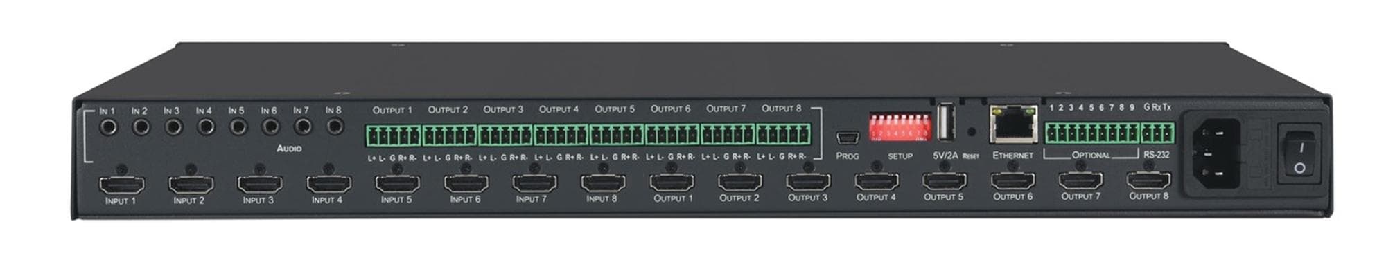 Матричный коммутатор 8х8 HDMI с эмбедированием/деэмбедированием звука и независимой коммутацией эмбедированного звука, поддержка 4K60 4:4:4