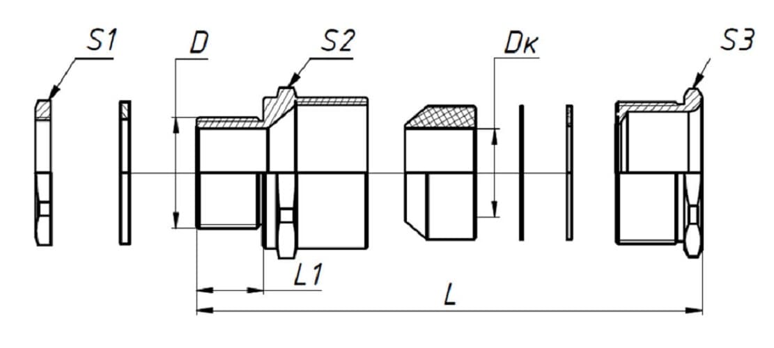 Ех-кабельный ввод ВКВ-НС-М32-26 1Ex db e II Gb X ГОФРОМАТИК