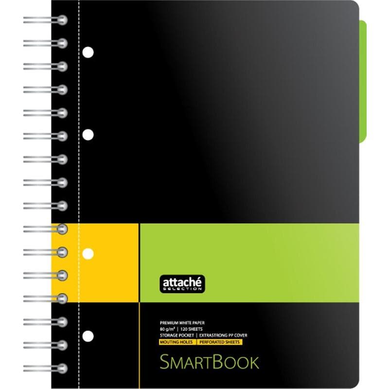 Бизнес-тетрадь Attache Selection Smartbook А5 120 листов желто-зеленая в линейку на спирали (181х212 мм)